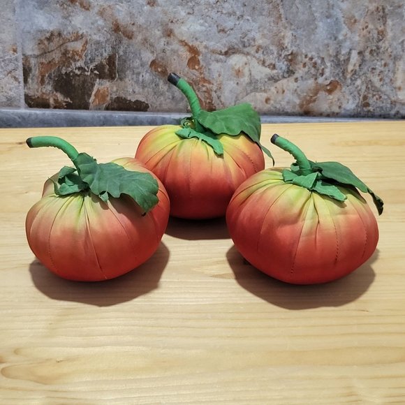 VTG Tomato Fruit Cloth Silk Fabric Set of 3 - Picture 1 of 12